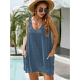 thumbnail image 4 of Ablanczoom Womens Summer Dress Swim Suit Cover Up V Neck Sleeveless Dress with Pockets, 4 of 6