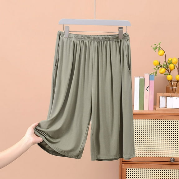 EOYWHK Pajama Shorts for Men Big and Tall Lounge Shorts Soft Flowy Loose Fit Pullover Summer Lightweight Sleepwear Bottom ,XL-5XL