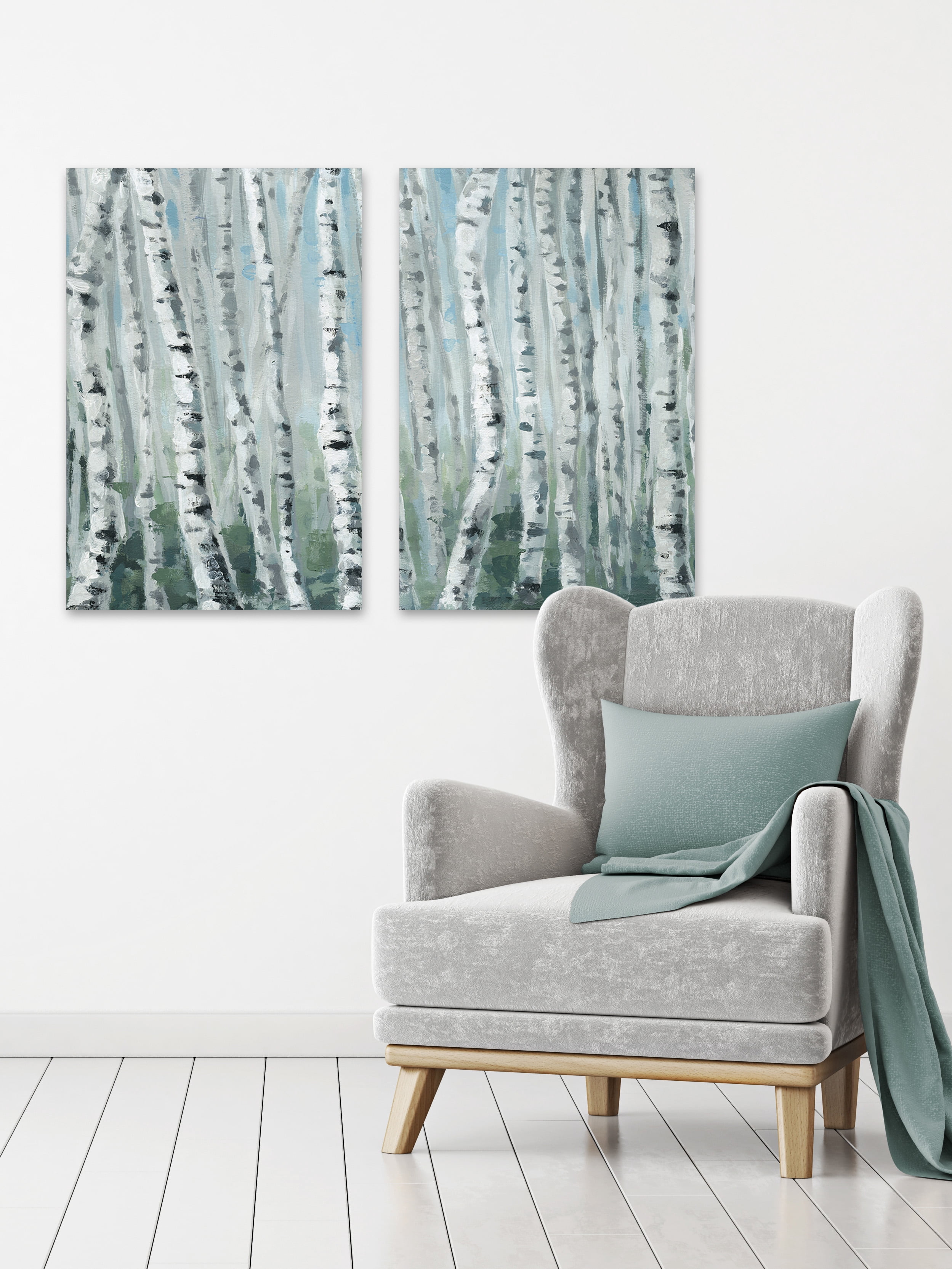 Skinny Tree Trunks III Diptych