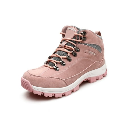 

Harsuny Mens Climbing Anti Collision Sport Shoe Lightweight Lace Up Sneakers Walking Comfortable Flat Athletic Shoes Plush Lining Pink 5