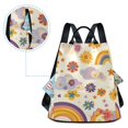 thumbnail image 5 of FORMRS Women's Travel Backpack Purse Anti-Theft Hidden Pockets Casual Shoulder Bag, Beige Retro Rainbow, 5 of 7