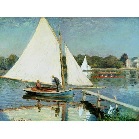 Sailing at Argenteuil, c.1874 Monet Impressionism Nautical Sailboat Scenic Coastal Landscape Print Wall Art By Claude (Best Of Bridgette Monet)