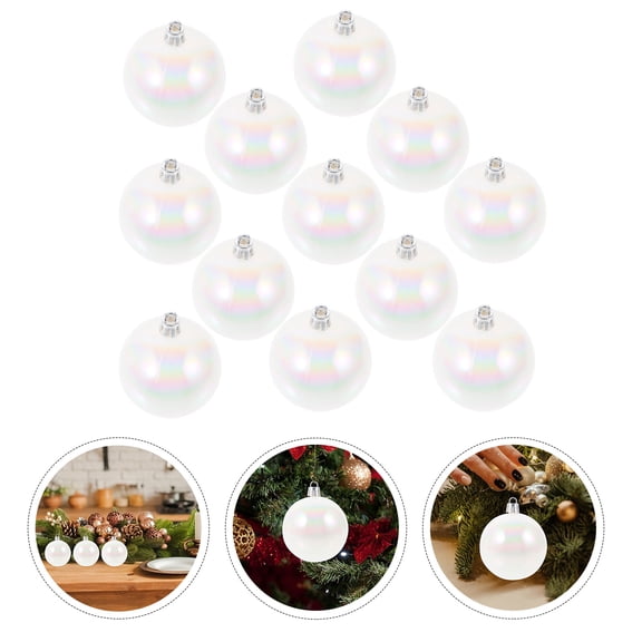IMIKEYA 12Pcs White Plastic Decorative Balls for Centerpiece Bowls and Hanging Ball Decorations