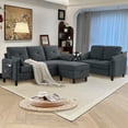 thumbnail image 2 of Soscana Convertible Sectional Sofa with Storage Ottoman and Loveseat, 3 Seater L Shaped Couch with Reversible Chaise and Storage Pockets for Living Room Apartment Studio Office,Dark Gray, 2 of 8