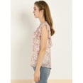 thumbnail image 4 of Unique Bargains Blouse à Volants pour Femmes Florale Décontractée Col en V Manches Courtes, 4 of 6