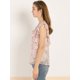 thumbnail image 4 of INSPIRE CHIC Blusa floral de gasa con mangas casquillo y volantes con cuello en V y volantes para mujer Rosa S, 4 of 6