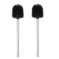 thumbnail image 1 of Cepillo de inodoro con mango de acero inoxidable duradero, 2 unidades, para limpieza de baño (negro), 1 of 7