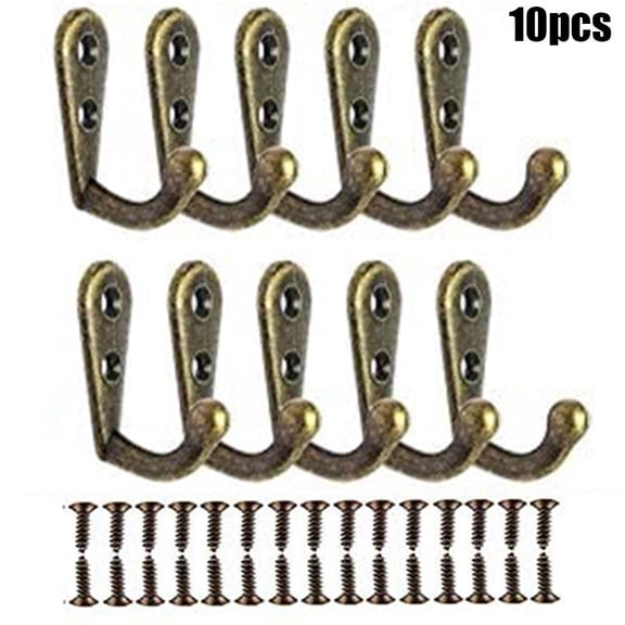 10 Pieces Durable Coat hooks Single Wall Mounted Robe Hook Vintage Prong Hanger