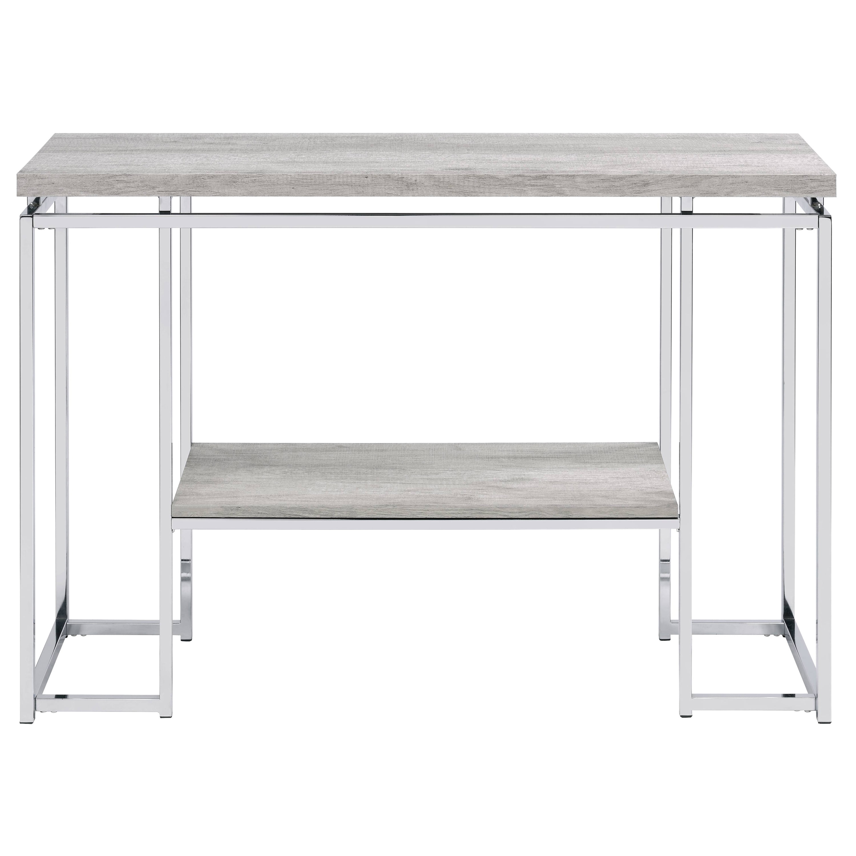 47.5'' Natural Oak and Chrome Sofa Entryway Console Table