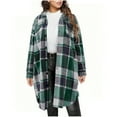 thumbnail image 2 of BODOAO Women's Plus Size Plaid Flannel Shacket Plaid Long Shirts Jacket Tartan Boyfriend Oversized Coat Fall Clothes Fashion Outfits Button Down Long Jacket Coats Shirts with Pockets Green L, 2 of 9