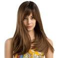 thumbnail image 1 of Women Gradient Mature Natural Beautiful Wigs with Bangs Natural Wave Long Curly Heat Resistant LLD-LC167, 1 of 9