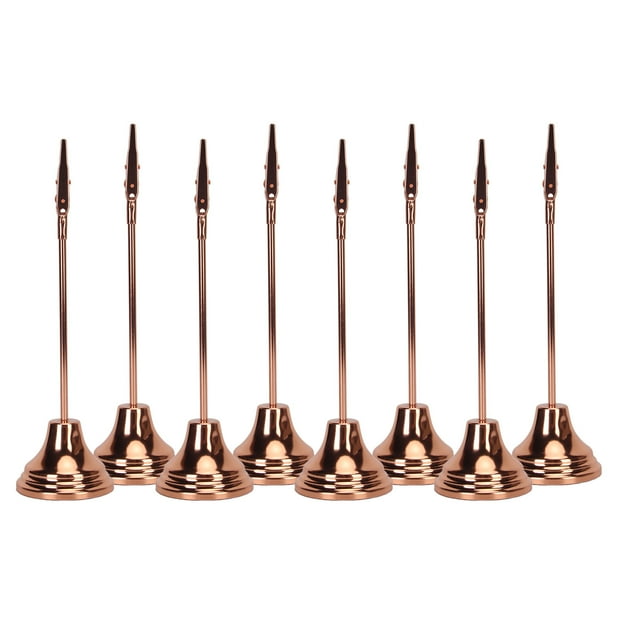 8 Pcs Supports de Numéros de Table Or Rose Base Stable Support de Cartes de Place en Métal Électroplaqué pour Mariage Fête Bureau