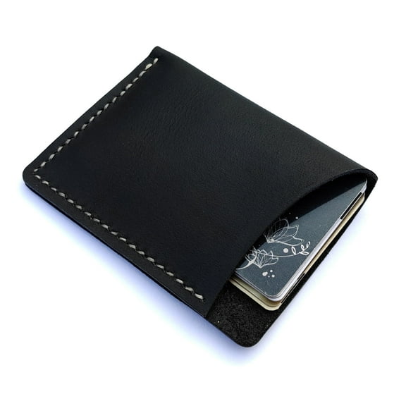 Vintage wallet Minimalist wallet, Men's Slim Leather Front Pocket, Credit Card Holder Wallet (Black)