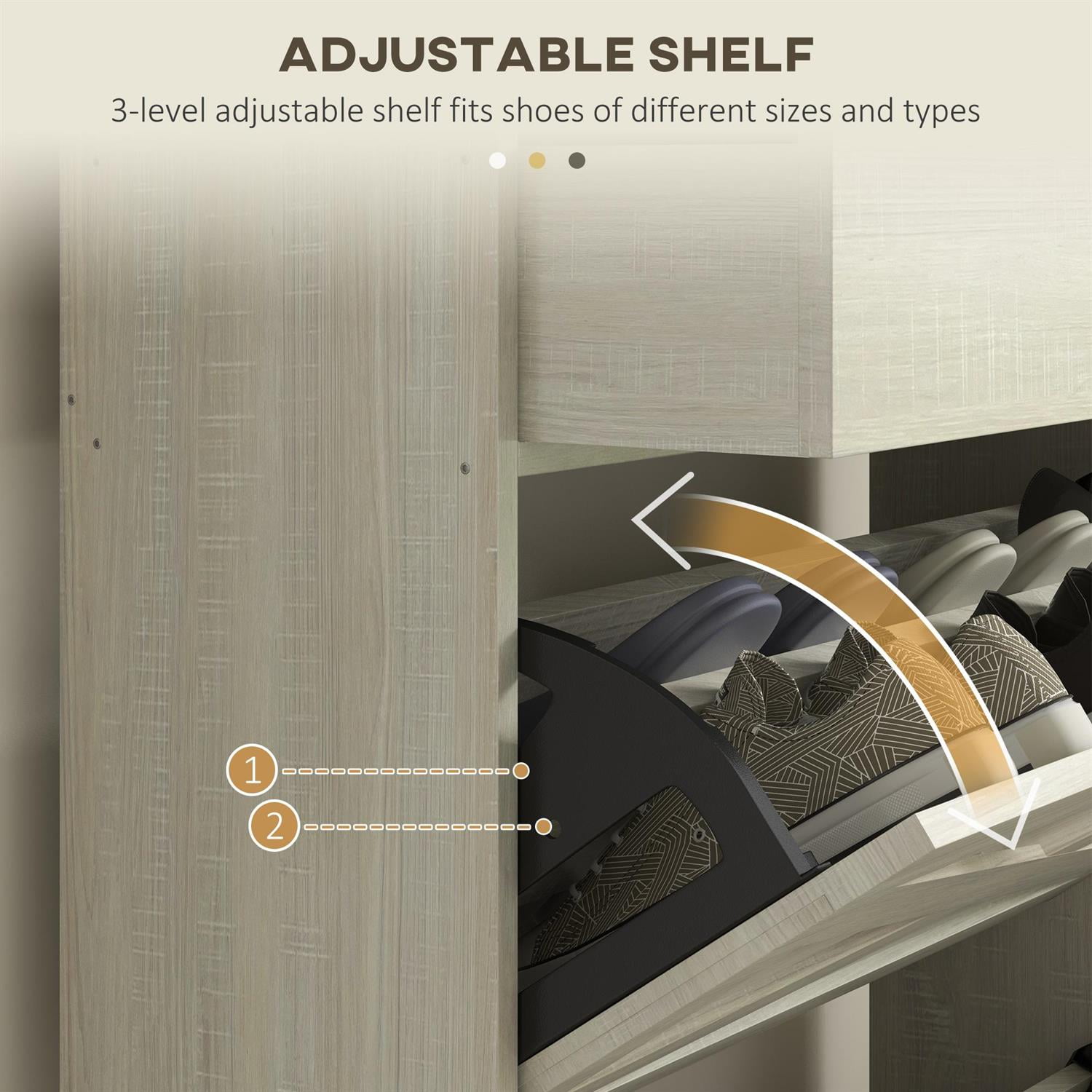 Demi Bonn 45" Shoe Storage Cabinet with Flip Drawers and Adjustable Shelves for Entryways & Hallways, Beige