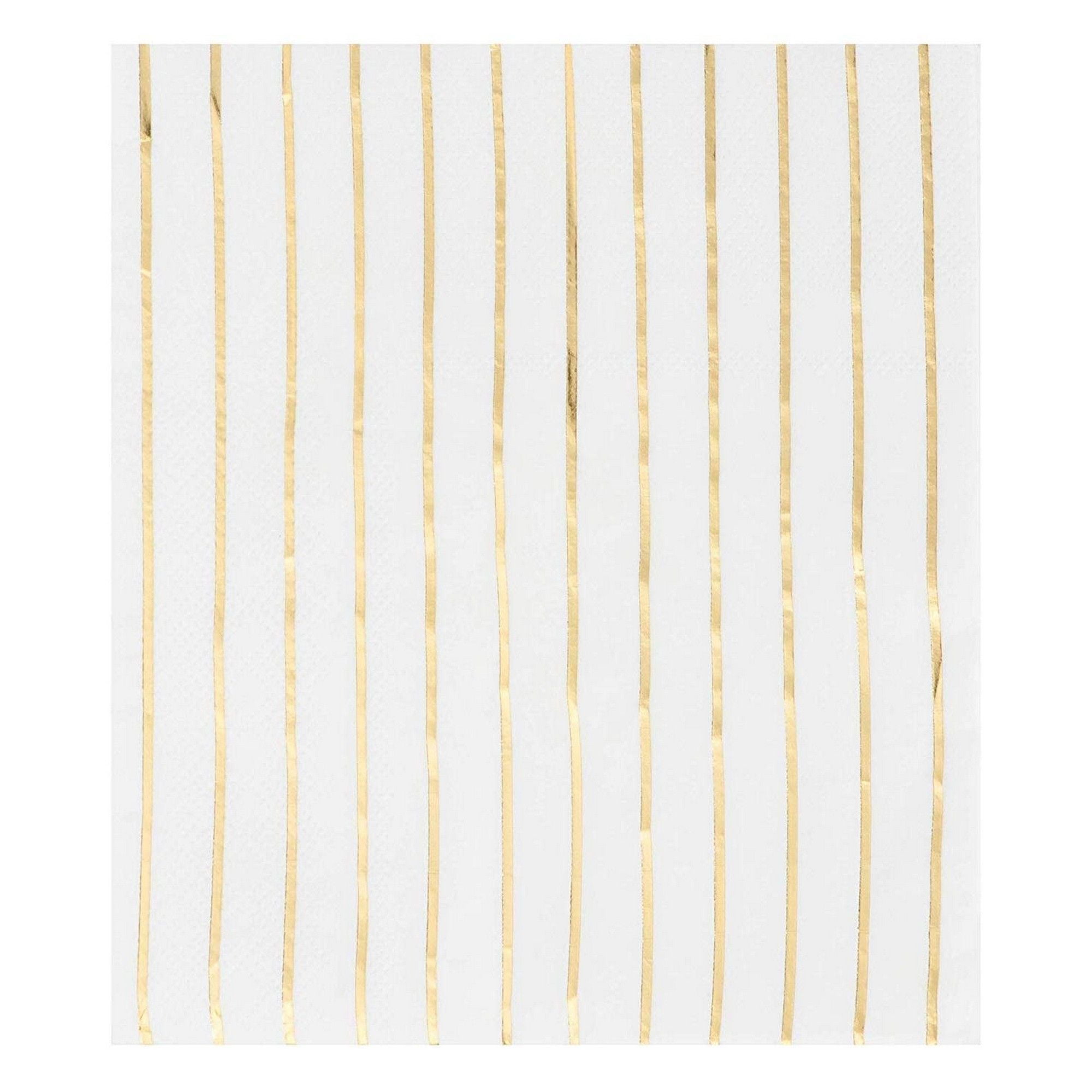 Gold Napkins 50Pack Disposable Luncheon Napkins, Gold Foil Stripes, 3Ply Paper Napkins