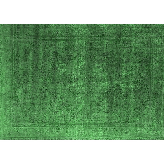 Ahgly Company Indoor Rectangle Oriental Emerald Green Industrial Area Rugs, 6' x 9'