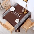 thumbnail image 2 of Brown Silver Football Pattern Square Tablecloth,Waterproof Square Table Cover,Wipeable Spillproof Washable Table Cover for Home Kitchen Party Decor 42"X42"(107x107cm), 2 of 6