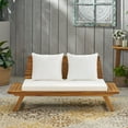 thumbnail image 2 of Ledger Outdoor Wooden Loveseat with Cushions, White and Teak, 2 of 11