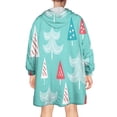 thumbnail image 2 of Wearable Oversized Blanket,Turquoise Christmas Tree Pattern Wearable Blanket Hoodie for Adults,Cozy Hooded Blankets with Super Pockets,Super Warm Fuzzy Pullover for Women & Men, 2 of 6