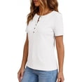 thumbnail image 4 of PRETTYGARDEN Waffle Knit Tops for Women Short Sleeve Henley Shirts Summer Blouses Dressy Casual Spring Fashion Clothes, 4 of 10