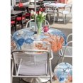thumbnail image 5 of Outdoor Tablecloth with Umbrella Hole for Patio/Picnic/Party/Camping, Navy Blue Coastal Waterproof Table Cloth Round Cover Washable, Starfish Coral Summer Nautical Wooden (Dia 60"), 5 of 9