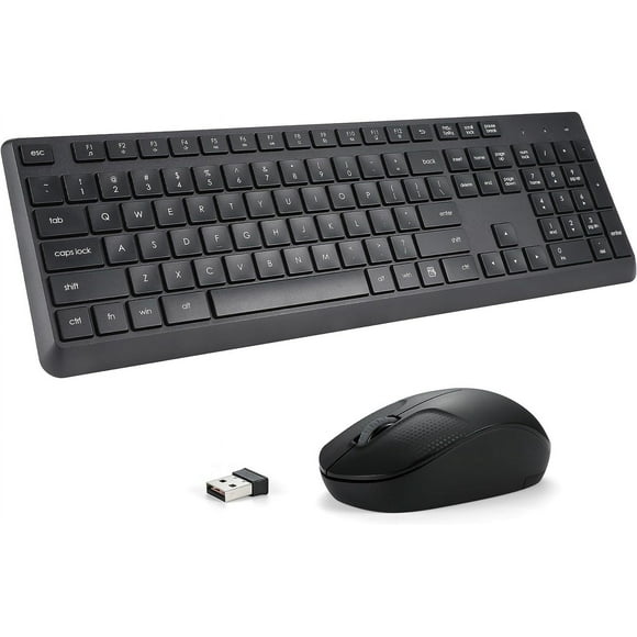 ERDS-Wireless Keyboard and Mouse Combo for Windows, 2.4G Full-Sized External Cordless Computer Keyboard Mouse Combo for Laptop PC Desktop Chrome Mac, Number Pad 1600 DPI Silent Mouse USB Receiver (Bl
