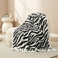 thumbnail image 2 of Snuggle Sac Zebra Animal Print Throw Blanket Knitted Blanket Cozy Soft Blankets for Couch, 2 of 4