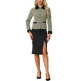 thumbnail image 2 of BLAZER DE TWEED A CUADROS DE VELVET CON COLLAR ELEGANTE PARA MUJERES CHIC M AMARILLO, 2 of 5