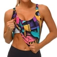 thumbnail image 3 of KLL Vibrant Graffiti Urban Art for Workout Tank Tops for Women,U Back Fitness Top Built in Shelf Bras Padded Fit for Yoga Gym-X-Large, 3 of 8