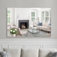 thumbnail image 3 of GZXS 60"x40" Oversized Bathroom Wall Mirror with Removable Shelf & Silver Aluminum Frame, Decorative Vanity Mirror, Horizontal/Vertical Hanging for Living Room, Bedroom, or Dressing Area, 3 of 6