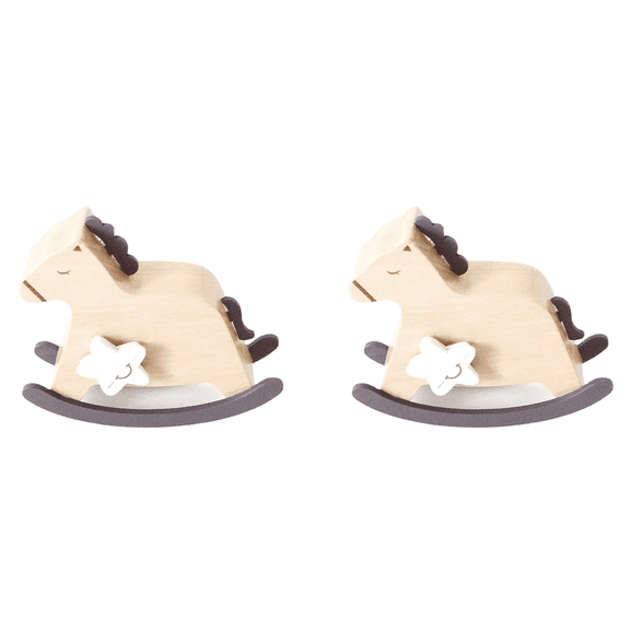 Birthday Gift YunSheng 2-Pack Wooden Rocking Horse Music Box with Wind-Up Mechanism, 13.8 x 3.8 x 11.5 cm