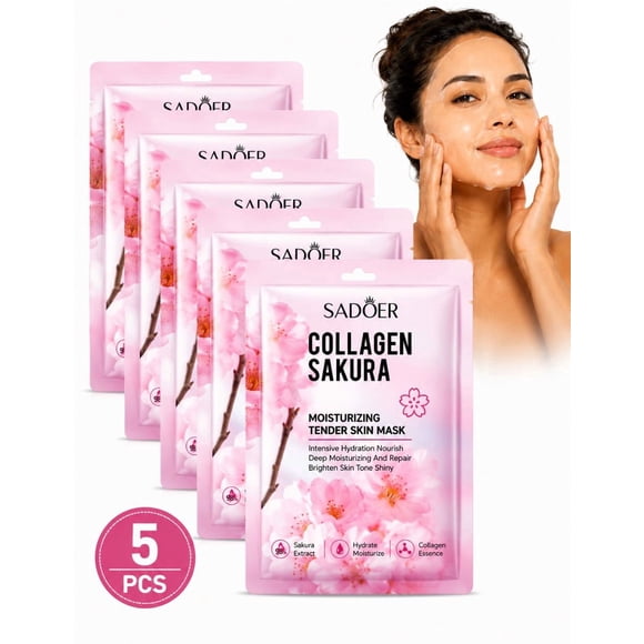 Kit 5 Mascarillas Faciales Reafirmantes Con Colágeno Y Flor De Cerezo