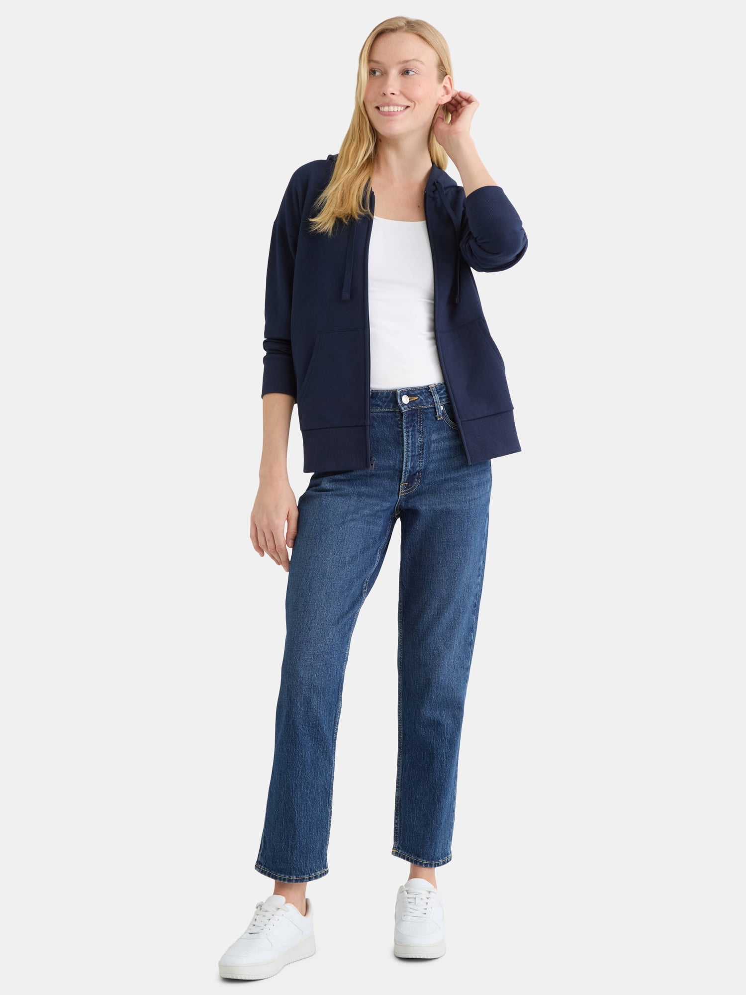 Time and Tru Women's and Women’s Plus Zip Front Fleece Hoodie Jacket, Sizes XS-4X