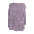 thumbnail image 4 of Womens Comfort Cozy Sweaters for Anxiety Long Sleeve Round Neck Lightweight Casual Pullover Winter Warm Long Tops Light Purple M, 4 of 5