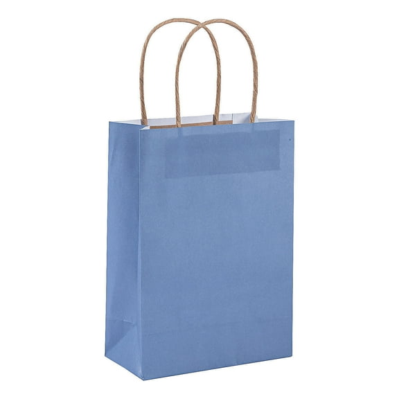 Med Dusty Blue Kraft Bag - Party Supplies - 12 Pieces