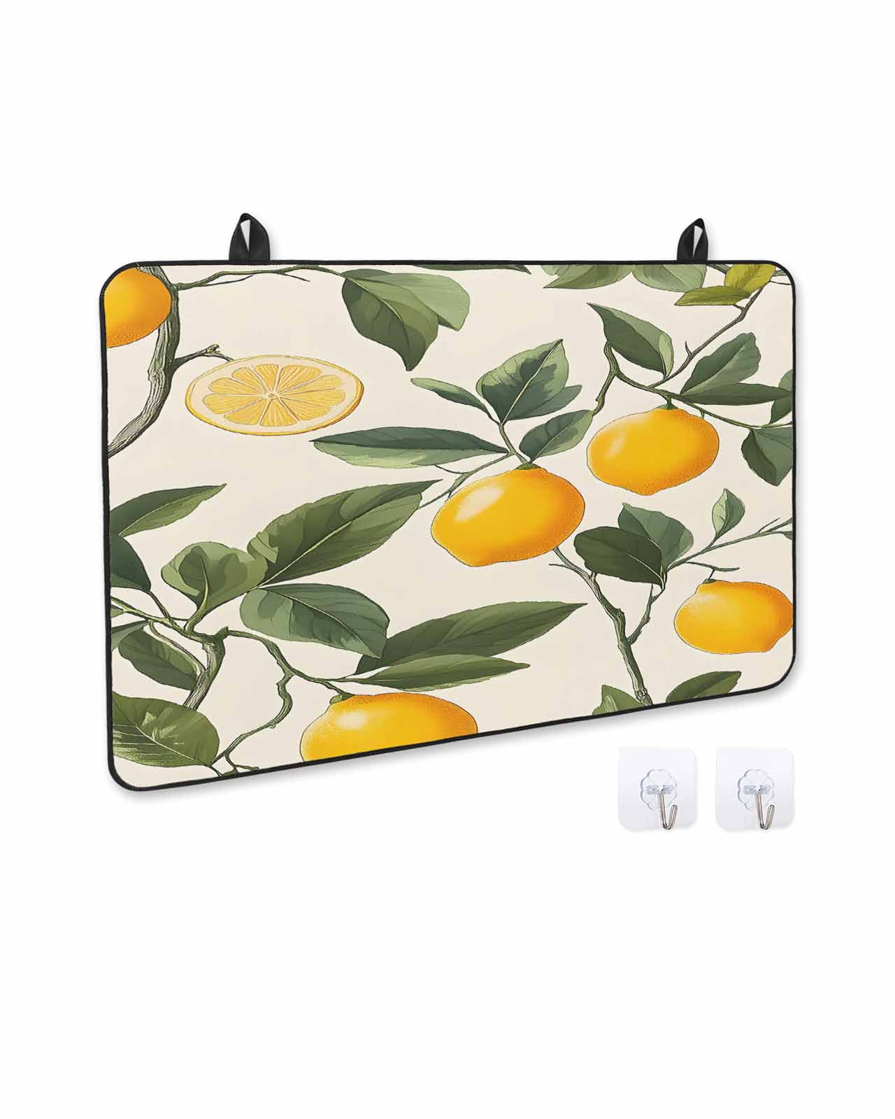 nqOlkjepod Large Induction Cooktop Protector Mat 36"x21", Lemon Leaves Stove Top Covers for Electric Stove, Summer Fruit Country Nature Watercolor Stove Burner Cover Mats, Glass Top Stove Cover