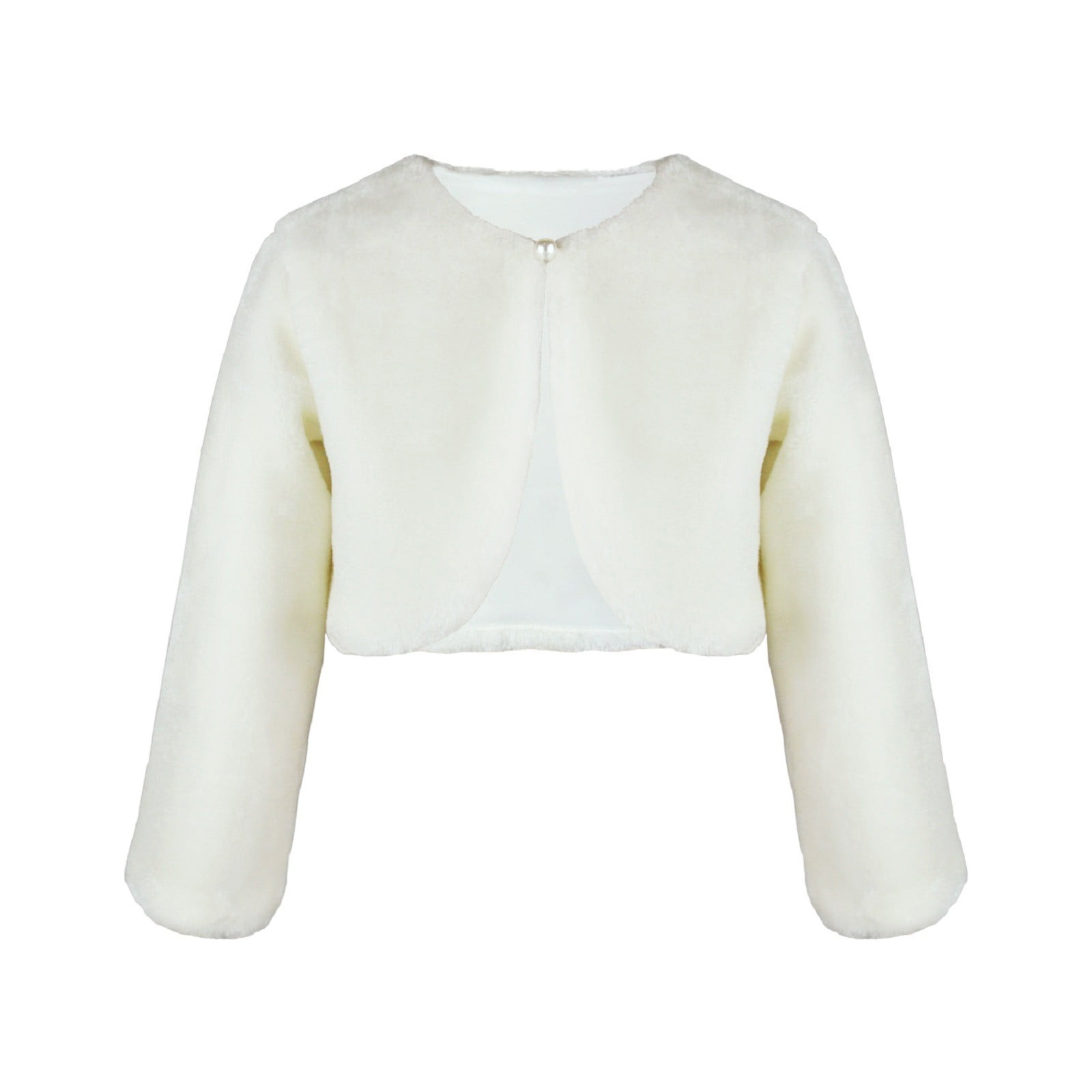NOKIO Girl Cozy Faux Fur Bolero Shrug Accessories Princess Cape Flower Girl Dress Coat Kids Baby-Girls Tied Ribbon Bow Faux Fur Bolero Jacket