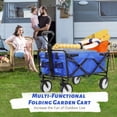 thumbnail image 2 of CL.HPAHKL Wagons Carts Foldable, Collapsible Wagon Garden Cart Heavy Duty Utility with Wheels, Folding Beach Wagon Grocery Wagon for Camping Garden Shopping Sports Outdoor Use, Blue, 2 of 7