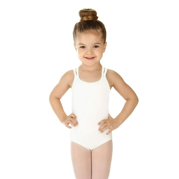 Elowel Girls' Double Strap Camisole Leotard White (size-2-4 )