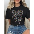 thumbnail image 1 of Women's Relaxed Fit Casual T-Shirt , Short Sleeve, Vibrant Colorful Bow Print Design, Perfect for Summer outings and Daily Wear Tee Tee For adult, Men, Women, Teen, Teenager, adolescent, Youth, 1 of 4