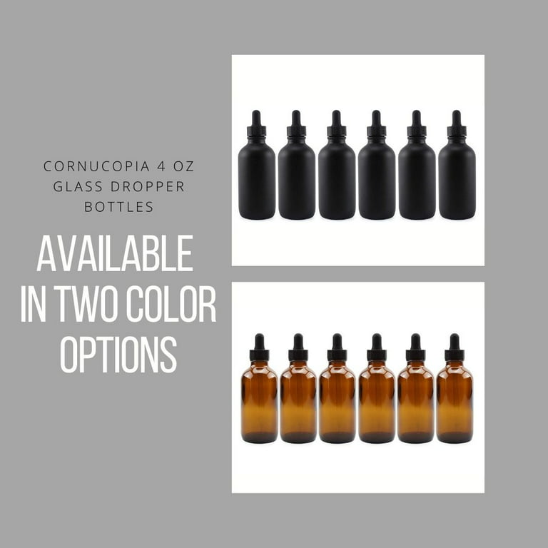 4oz Amber Glass Dropper Bottles (6-Pack), Refillable Glass Bottles for  Essential Oils, Cosmetics, and Cooking Amber Brown