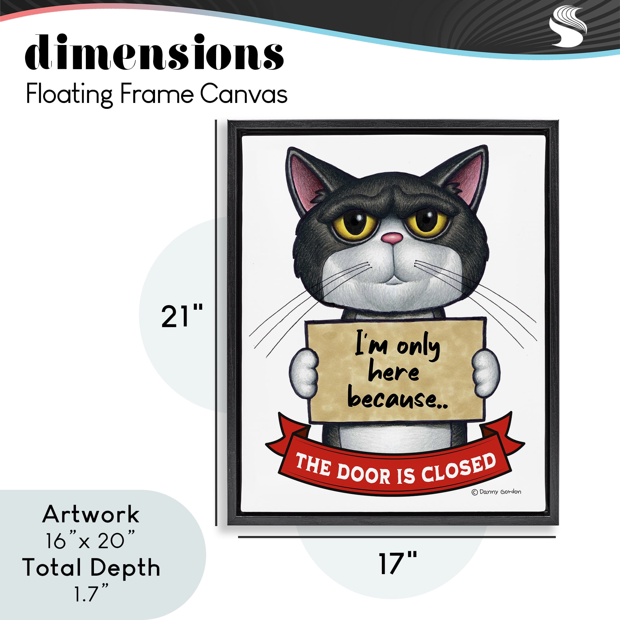 Here Because Door Is Closed Black Framed Floater Canvas Wall Art, design by Danny Gordon Art