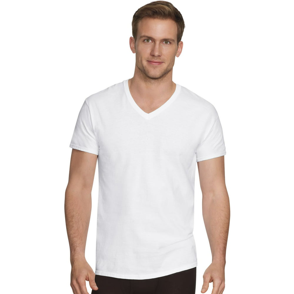 Hanes - Hanes Ultimate Men's Comfort Fit White V-Neck Undershirt 4-Pack ...