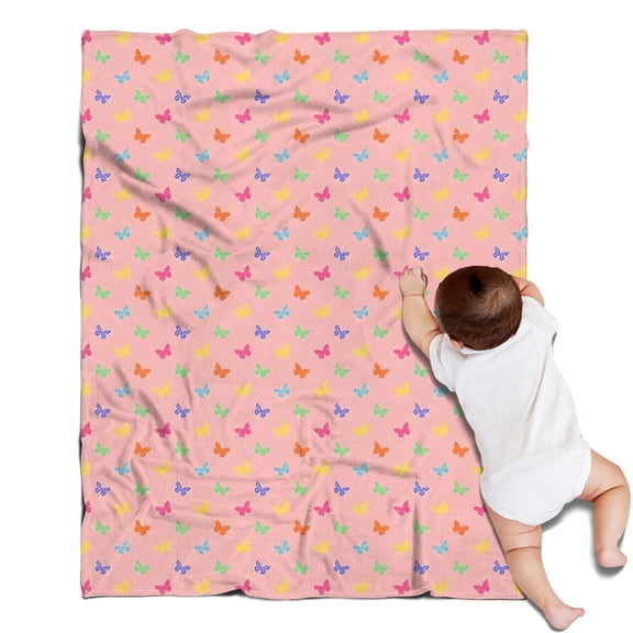 Pink Butterfly Pattern Blanket,Comfortable Soft Flannel Throw Blanket,All Season,Warm Lightweight Blankets for Sofa Bed Couch Living Room Chair,30"x40"
