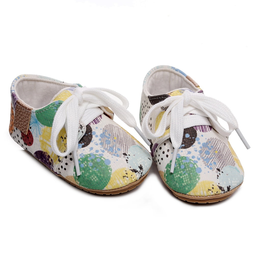 Rubber Outsole Prewalker Toddler Shoes Flower Design Lace Up Closure Anti Slips Rubber Outsole Prewalker Toddler Shoes Flower Design Lace Up Closure Anti Slips