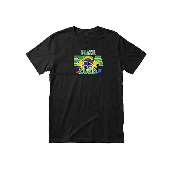 Brazil Soccer Country Flag T-Shirt 2026 – Unisex Adult Football Fan Tee, World Tournament Supporter Shirt - Black - S