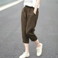 thumbnail image 4 of PuLe Capris Trousers for Women IXIMO Women's 100% Linen Pants Relax Fit Lantern Cropped TaperedPants Trousers with Elastic Waist, 4 of 4