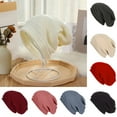 thumbnail image 2 of Unisex Fall Winter Hat Baggy Solid Color No Brim Knitted Elastic Soft Warm Regular Fit Washable Warm Cozy Windproof Women Men Cap Beanie, 2 of 7