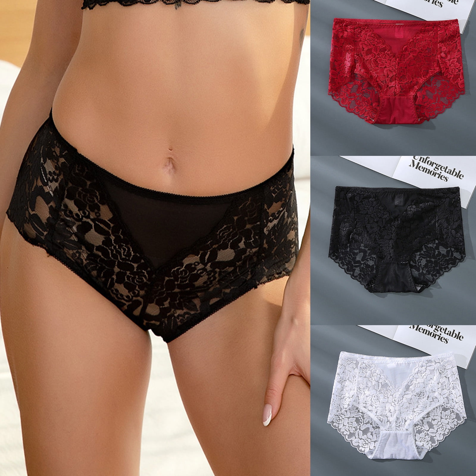  High Rise Boyshorts Underwear for Women Sexy Sheer Clear Lace  Panties Cutout Criss Cross Floral Embroidery Soft Comfy Hipsters Briefs  Naughty for Sex/play Cheeky Lingerie Transparent Hipsters Black : Sports 