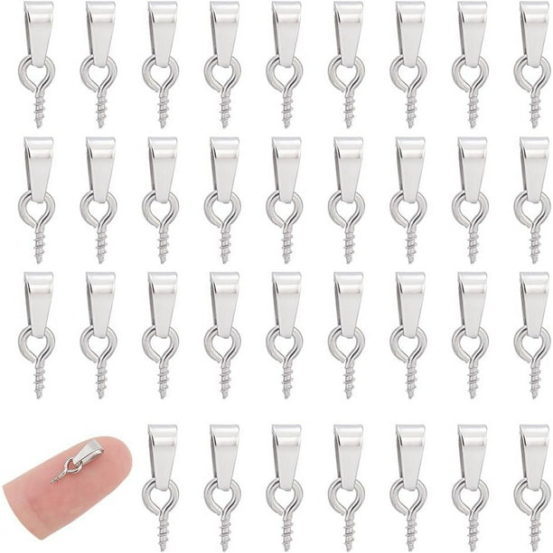 60 pasadores de ojo de tornillo de 4 x 8 mm, ganchos de ojo de acero inoxidable, pequeños tornillos de ojal, cierres roscados, ganchos, mini aros de metal.